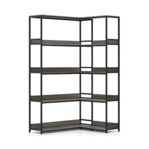 5-Tier Gray-Oak L-Shaped Corner Storage Shelves