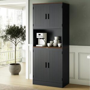 Black Farmhouse Storage Cabinet With Adjustable Shelves