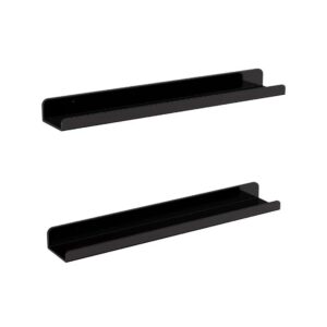 2-Pieces Black Plastic Wall Mounted Shelves