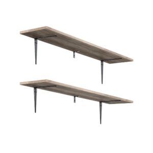 2-Pieces Greige Minimalist Floating Wall Shelves