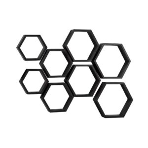 Black Honeycomb Hexagon Floating Wall Shelves