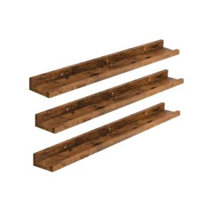 3-Pieces Rustic-Brown Raised Edge Hanging Shelves