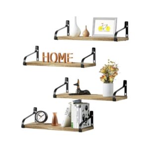 4-Pieces Natural Wall Shelves With Brackets