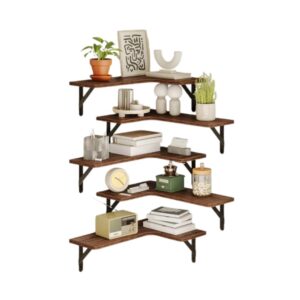 5-Pieces Space Saving Wooden Wall Shelves