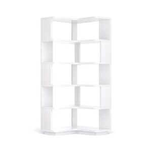 6-Tier White Freestanding L-Shaped Storage Shelves