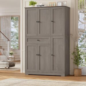 Ash-Gray Modern Kitchen Pantry Cabinet