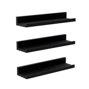 3-Pieces Black Premium MDF Wall Shelves